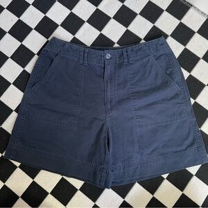 Liz Claiborne 100% Cotton Navy Blue Mid Rise Flat Pocket Shorts 10